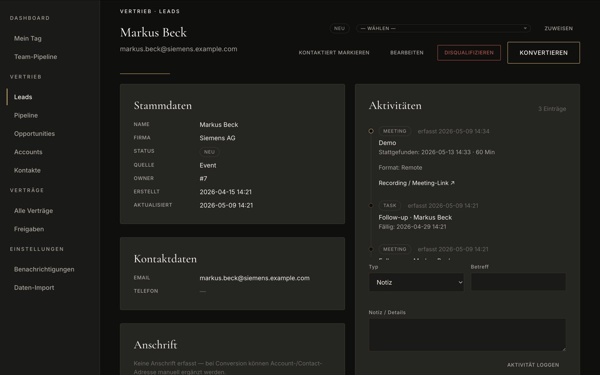 Lead detail with activity log